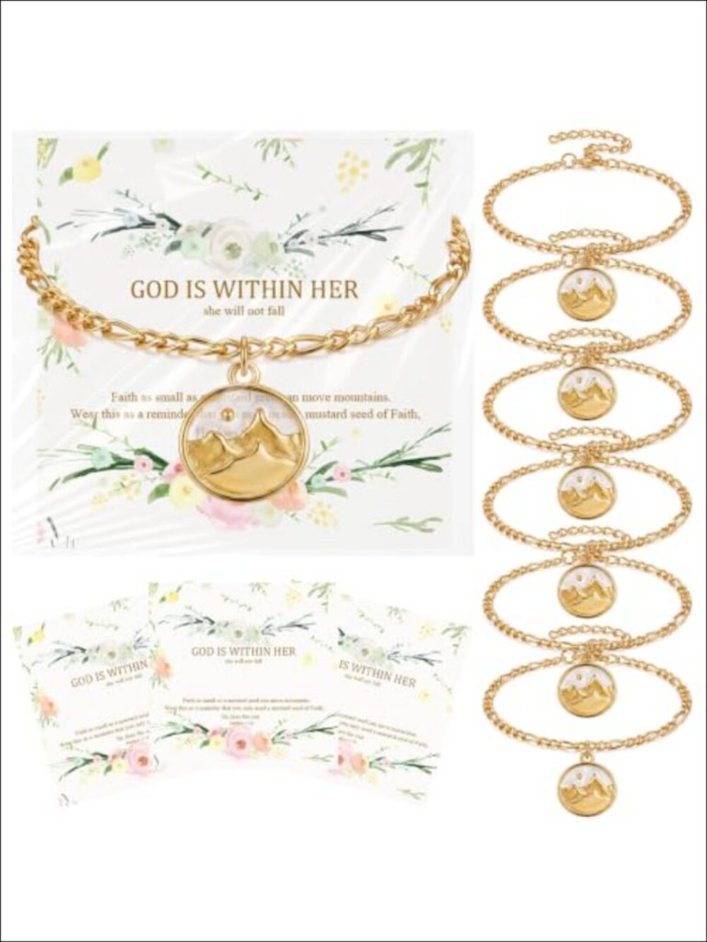 Gold Mountain Mustard Seed Bracelet Set Faith Christian Women